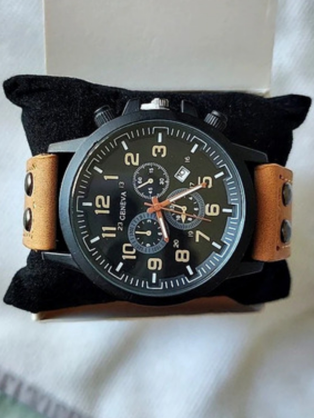 Geneva Chronograph Watch in Brown & Black